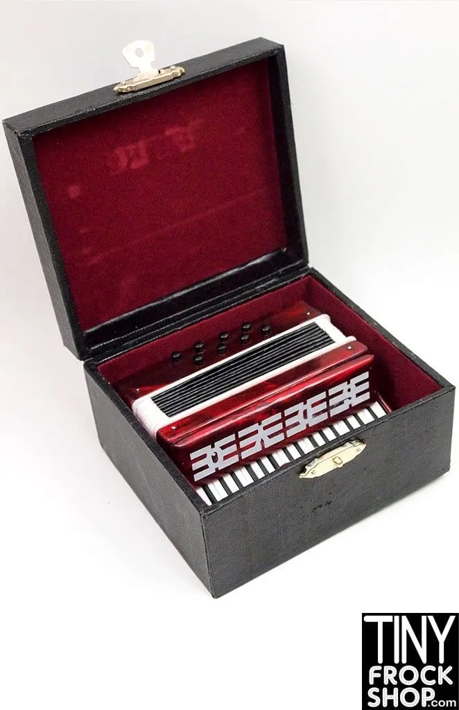 12" Fashion Doll New Marbled Red Expandable Accordion With Case