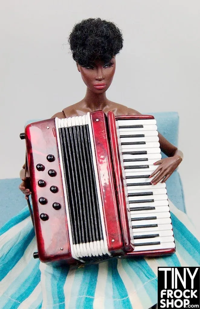 12" Fashion Doll New Marbled Red Expandable Accordion With Case