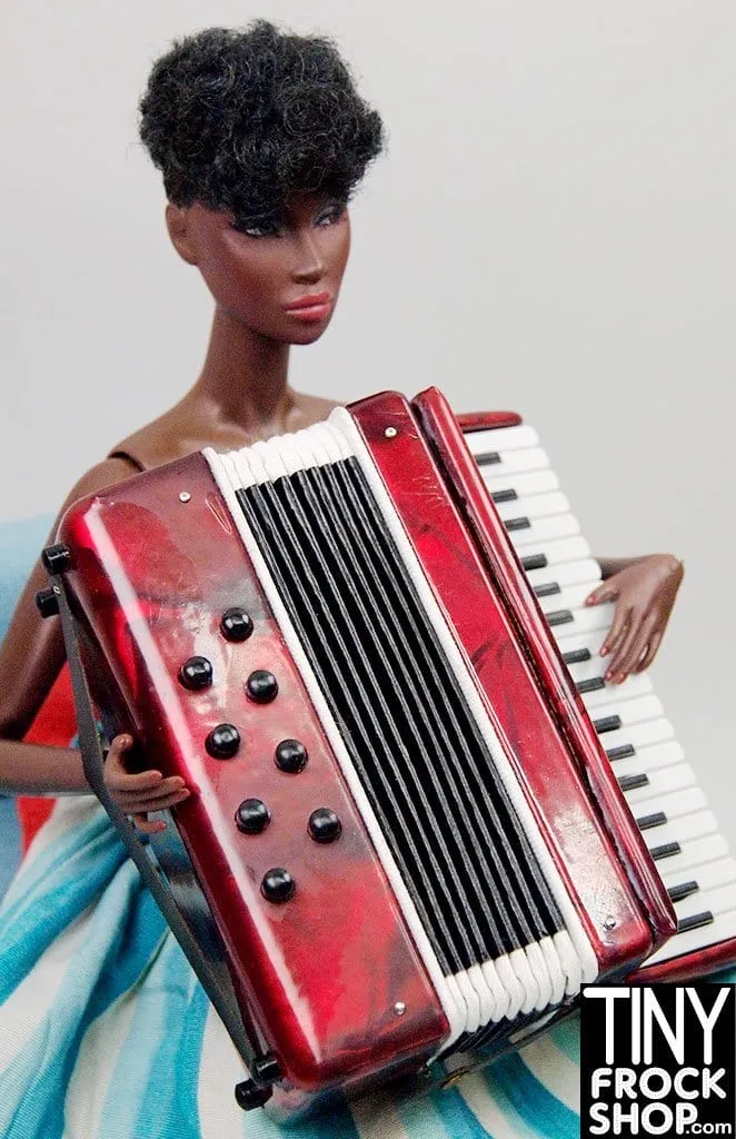 12" Fashion Doll New Marbled Red Expandable Accordion With Case
