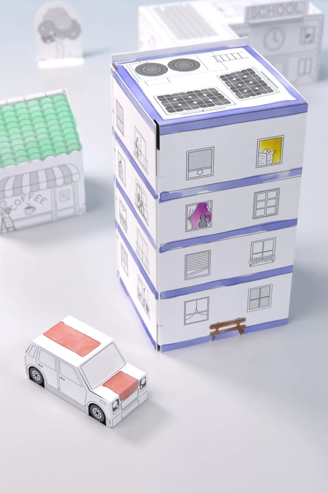 3D Paper Model Kit City Life | 3D Paper Kit | 3D Craft Kit For Kids