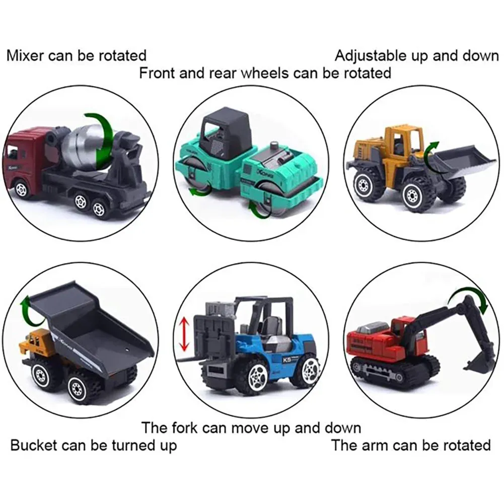 5Pcs Construction Truck Toys for 3-6 Years Boys, Excavator Toy Car Play Vehicles Set for Kids 3 4 5 6 Year Birthday Gift