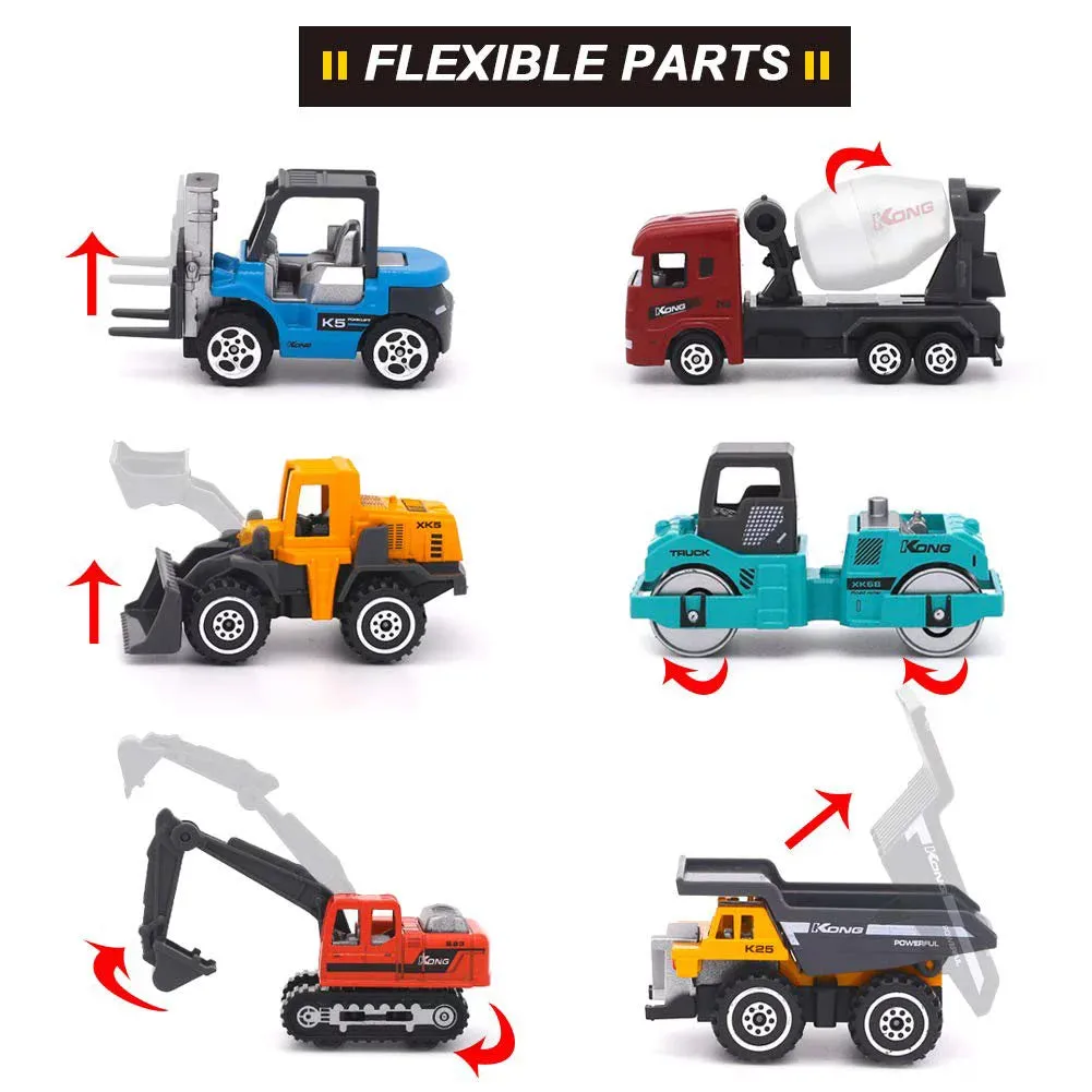 5Pcs Construction Truck Toys for 3-6 Years Boys, Excavator Toy Car Play Vehicles Set for Kids 3 4 5 6 Year Birthday Gift