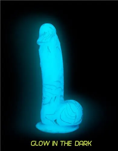 Addiction 100% Silicone Luke 7.5 inches Blue Glow In The Dark