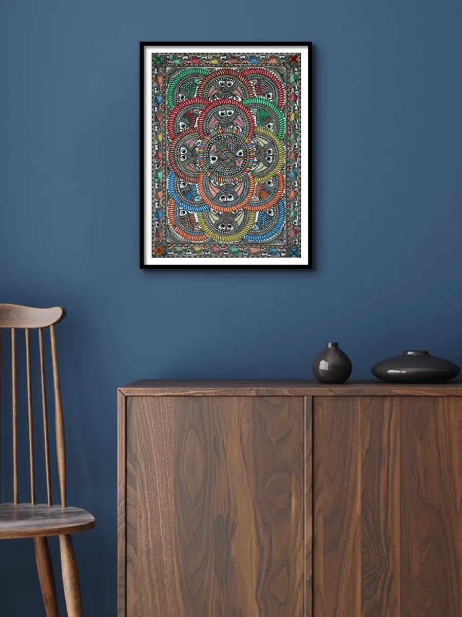 Arcs of Fishes Madhubani Painting by Ambika Devi