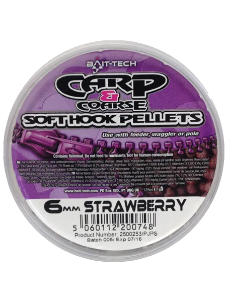 Bait-Tech Soft Hook Pellets Strawberry 6mm