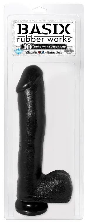 Basix Rubber Works 10in Dong WSuction Cup Black