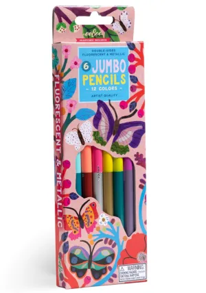 Butterflies 6 Jumbo Double-Sided Pencils