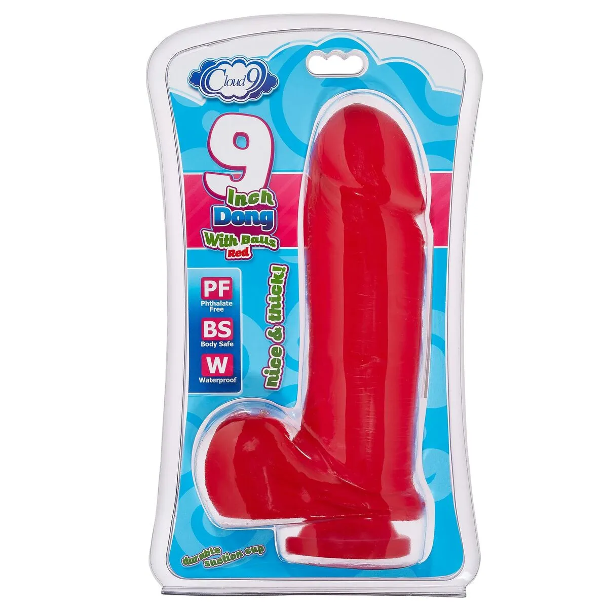 Cloud 9 Thick Dong W/balls & Suction 9in