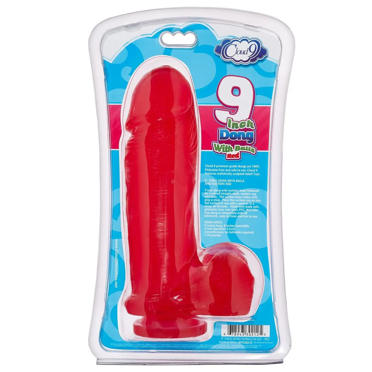 Cloud 9 Thick Dong W/balls & Suction 9in