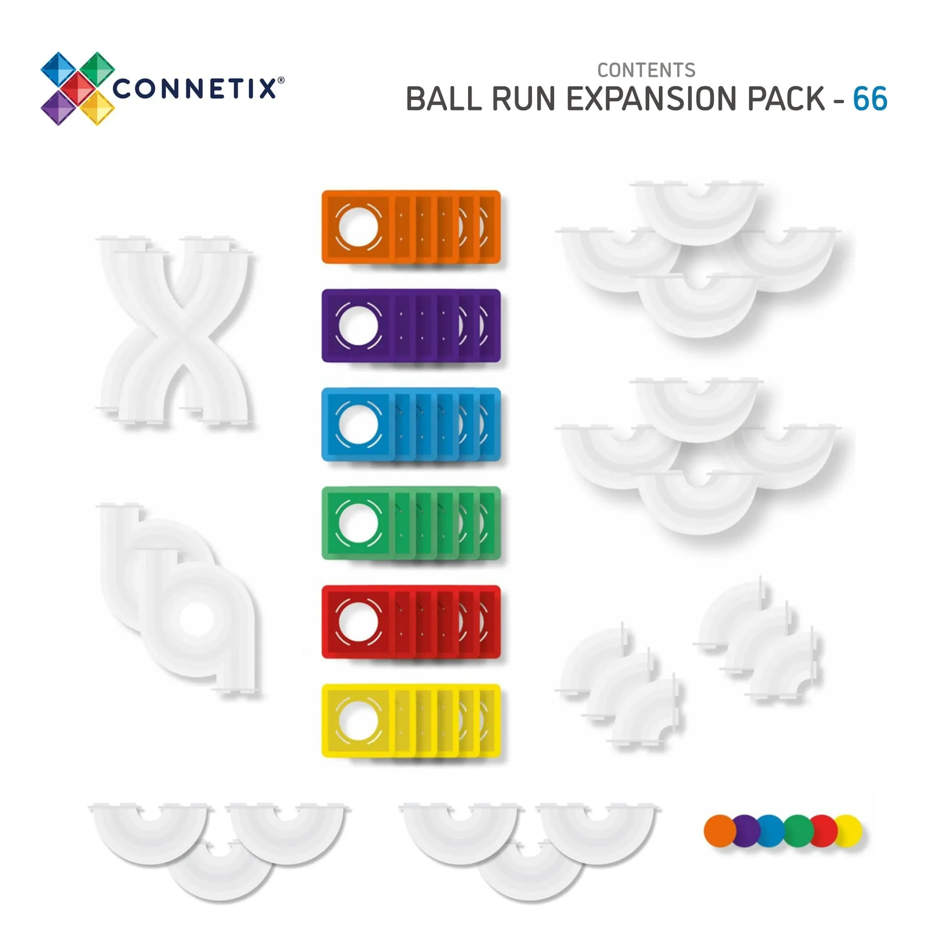 Connetix Rainbow Ball Run Expansion Pack – 66 Piece Set