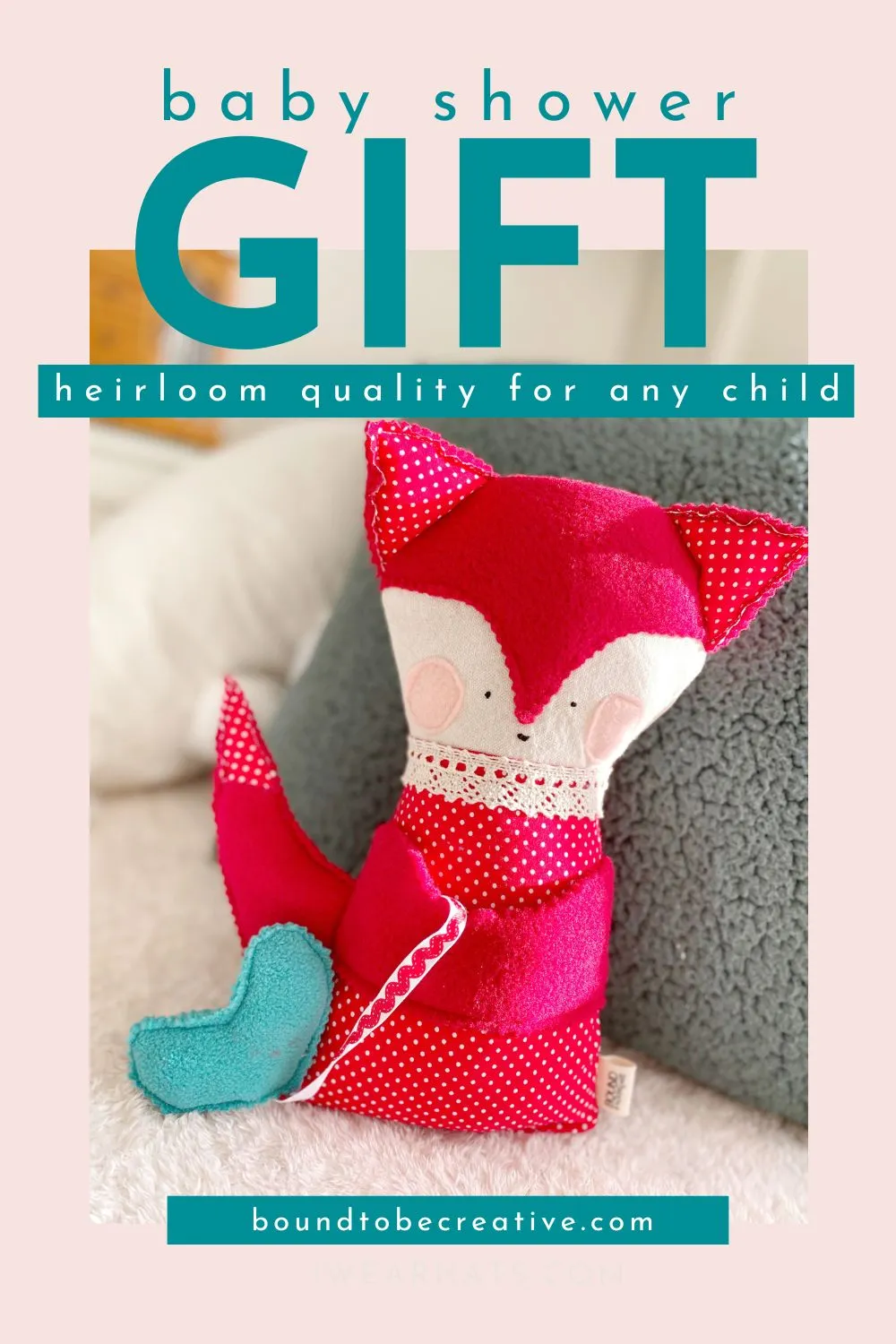 Creative Cuddles, Red Polka Dots Fox Animal for Kids, Children's Sensory Stuffed Animal, Upcycled Stuffed Fox for Kids