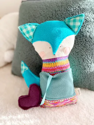 Creative Cuddles, Wavy Stripes Fox Animal for Kids, Children's Sensory Stuffed Animal, Upcycled Stuffed Fox for Kids