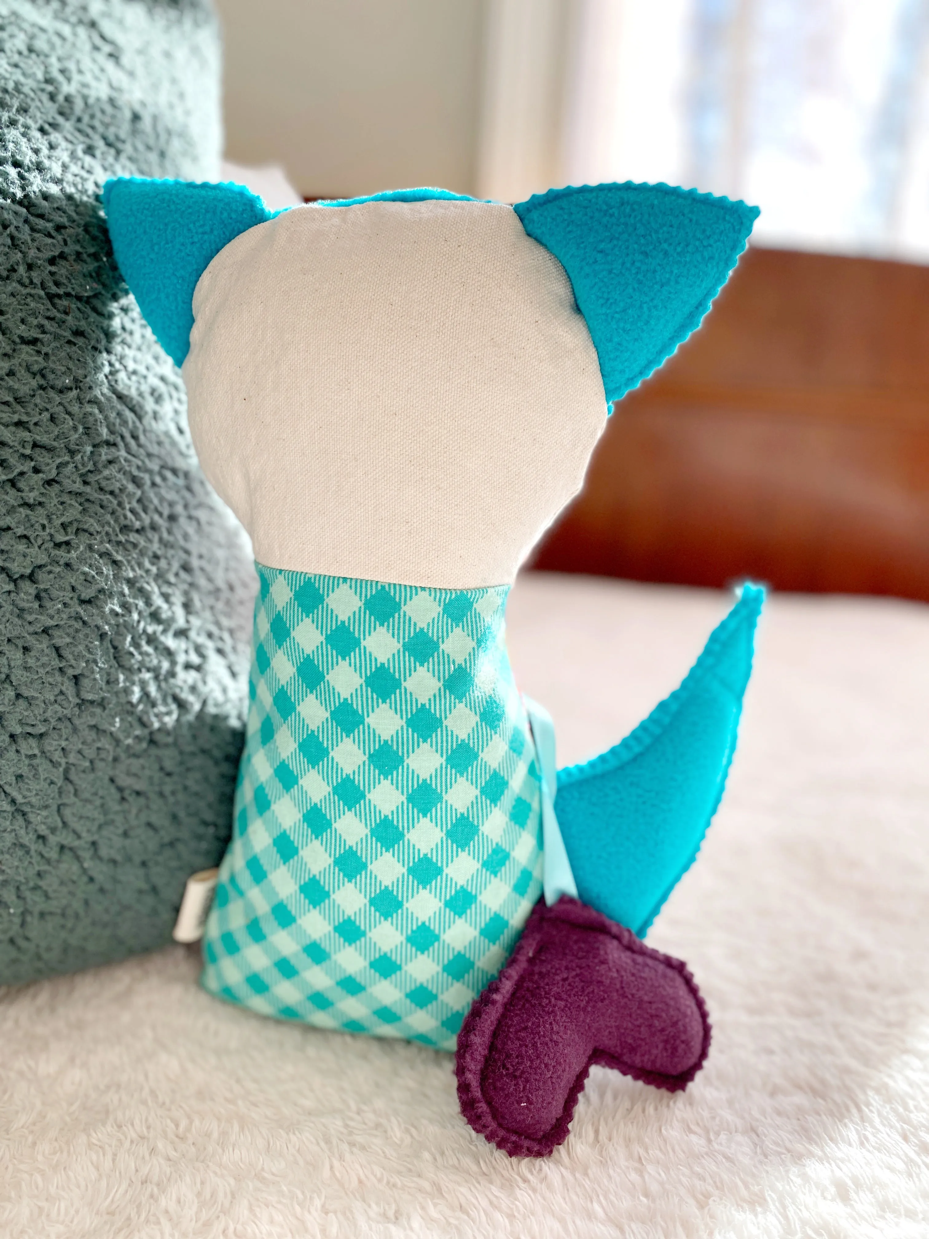 Creative Cuddles, Wavy Stripes Fox Animal for Kids, Children's Sensory Stuffed Animal, Upcycled Stuffed Fox for Kids