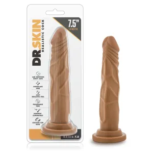 Dr. Skin By Blush® | Realistic Cock Realistic Mocha 7.5-Inch Long Dildo With Suction Cup Base
