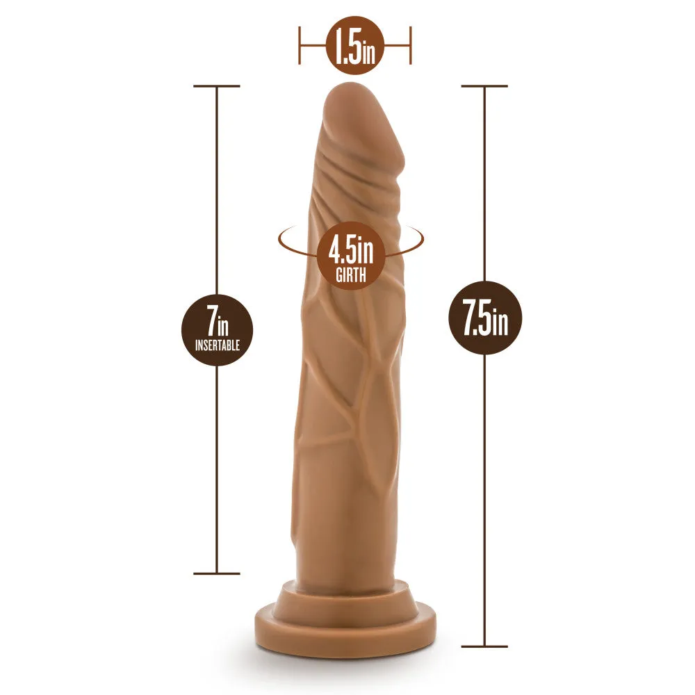Dr. Skin By Blush® | Realistic Cock Realistic Mocha 7.5-Inch Long Dildo With Suction Cup Base