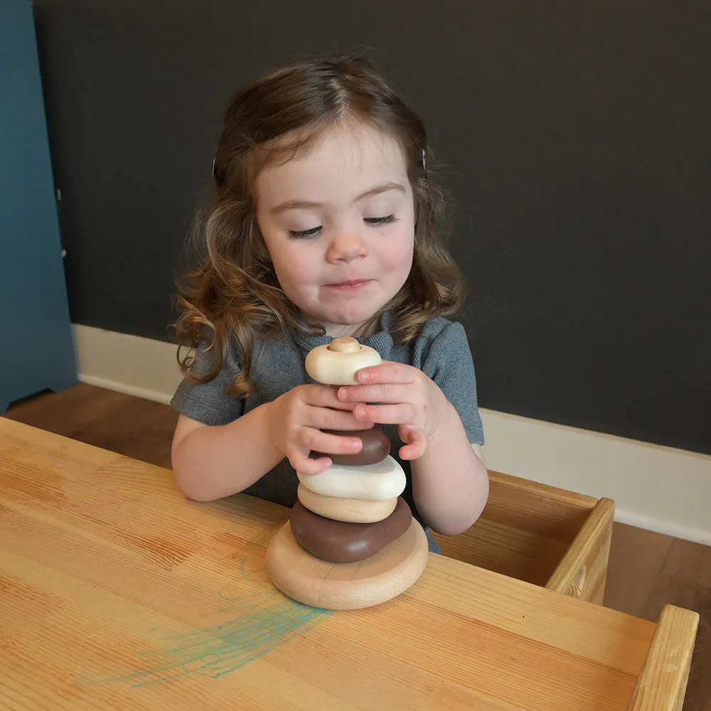 Eco-Friendly Wooden Stacking Pebbles | 7-Piece Natural Sequencing Toy
