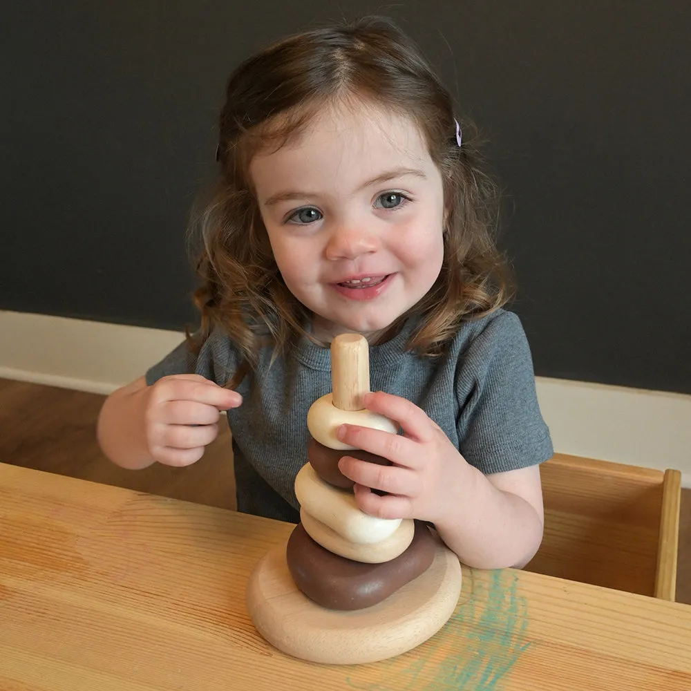 Eco-Friendly Wooden Stacking Pebbles | 7-Piece Natural Sequencing Toy