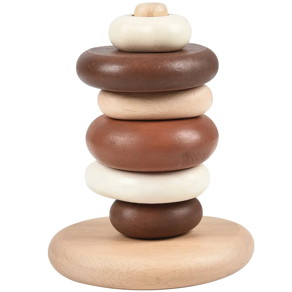 Eco-Friendly Wooden Stacking Pebbles | 7-Piece Natural Sequencing Toy