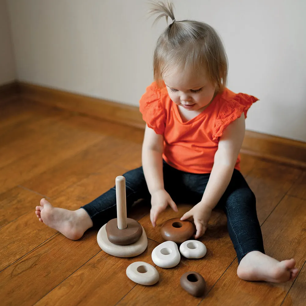 Eco-Friendly Wooden Stacking Pebbles | 7-Piece Natural Sequencing Toy