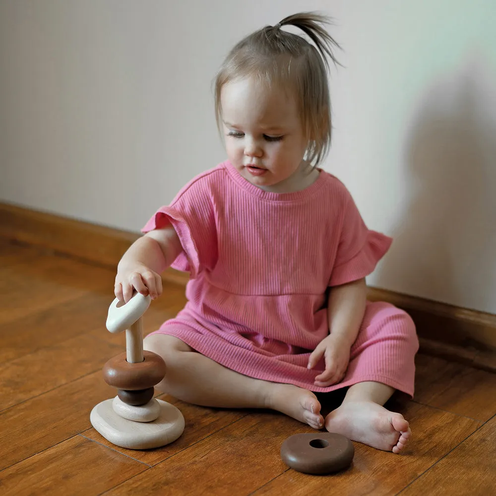 Eco-Friendly Wooden Stacking Pebbles | 7-Piece Natural Sequencing Toy