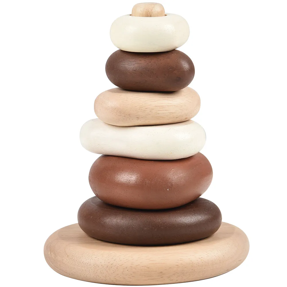 Eco-Friendly Wooden Stacking Pebbles | 7-Piece Natural Sequencing Toy