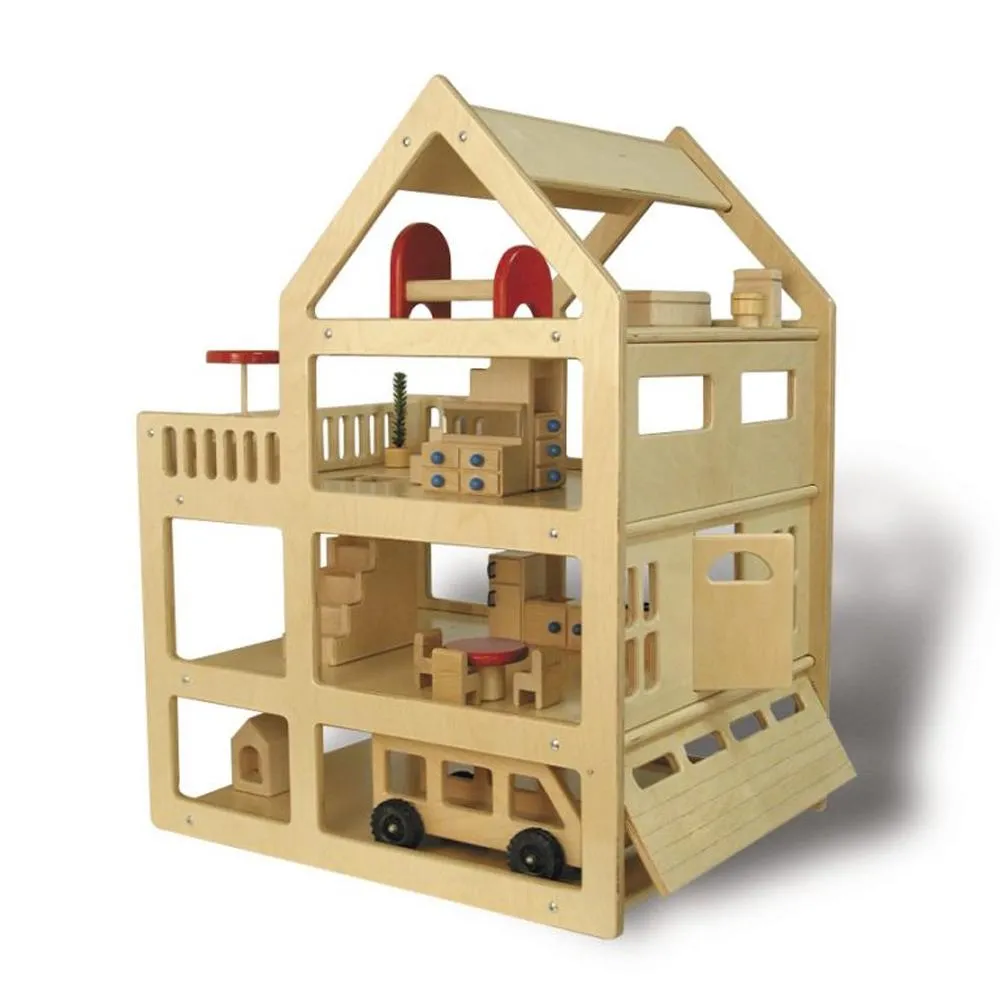 Extra Large Family Dollhouse Set  (House, Furniture, 4 Family Sets)