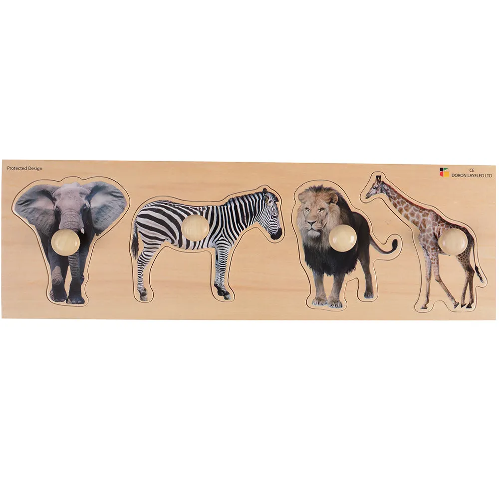 Extra Wide Knobbed Puzzle - Wild Animals