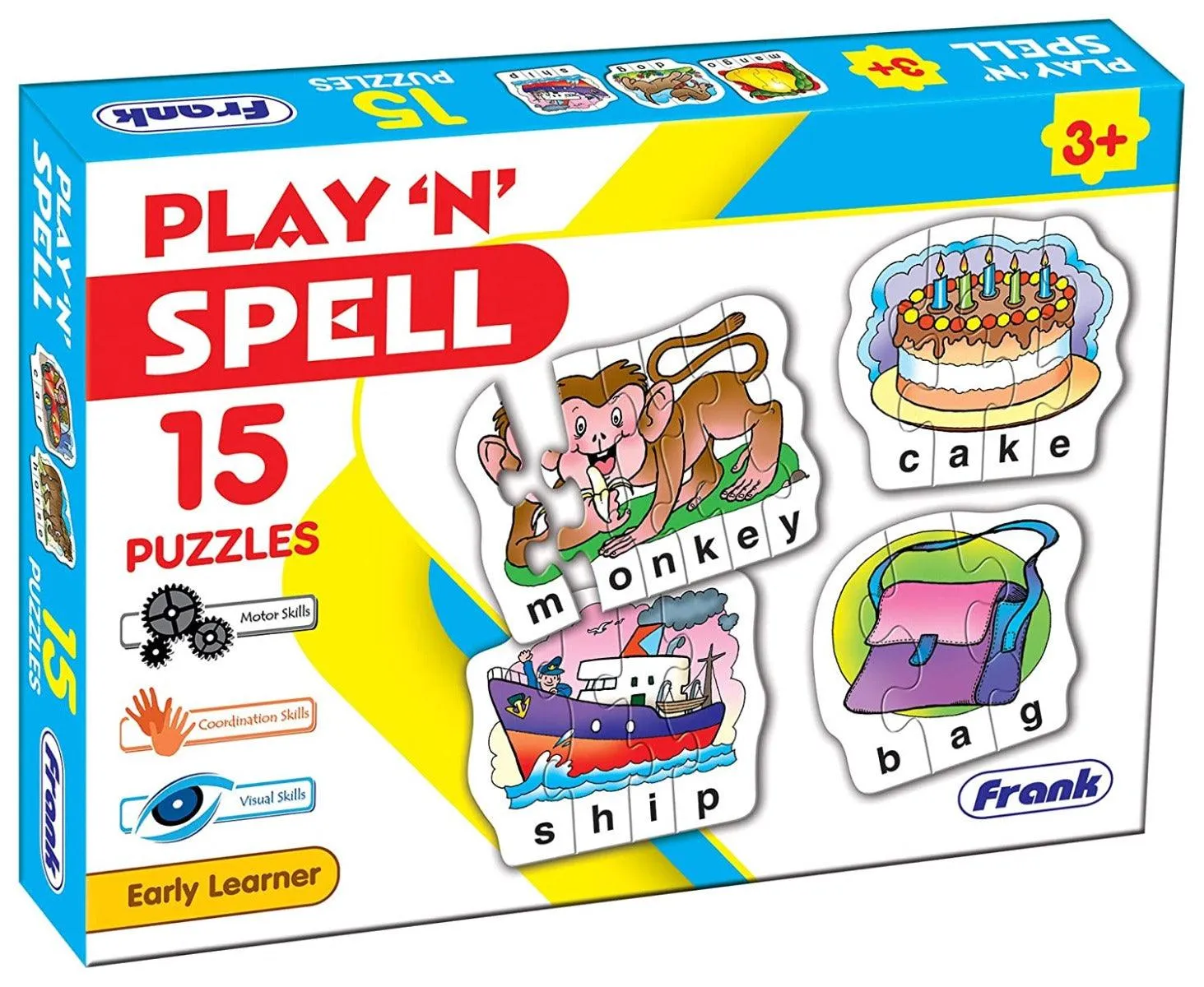 Frank Play Spell Puzzle 15 Self-Correcting Puzzles for Ages 3 & Above
