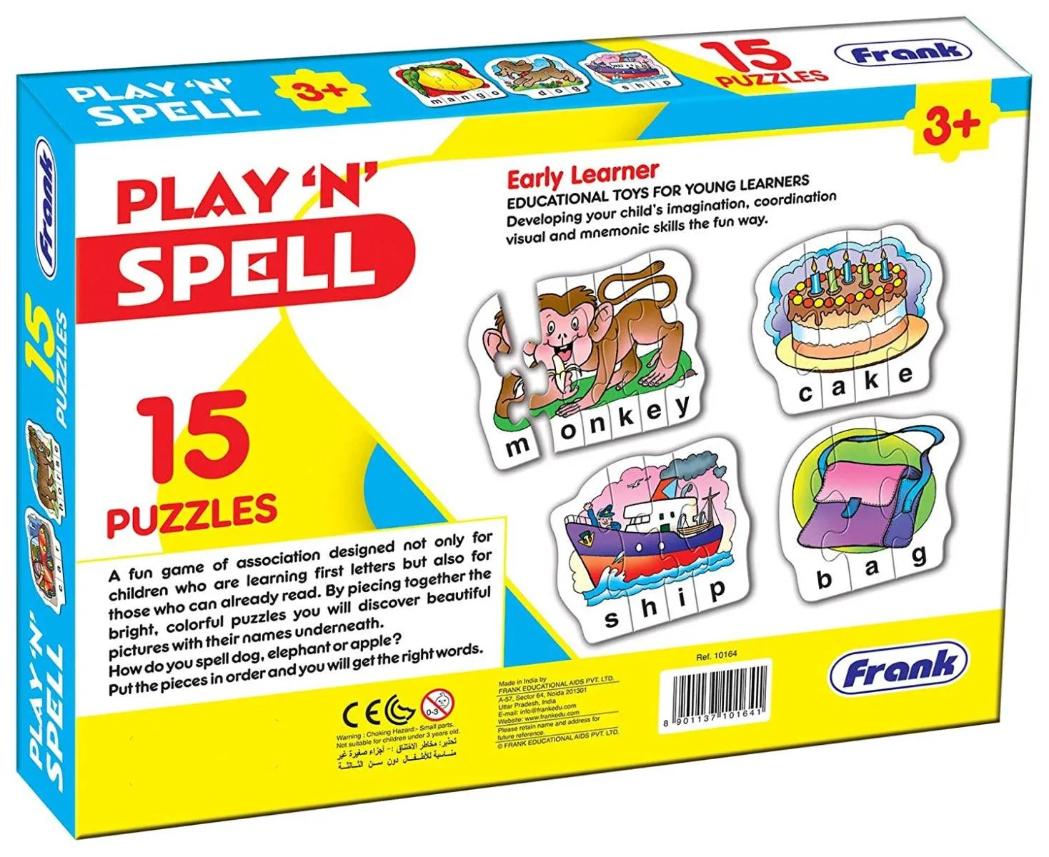Frank Play Spell Puzzle 15 Self-Correcting Puzzles for Ages 3 & Above