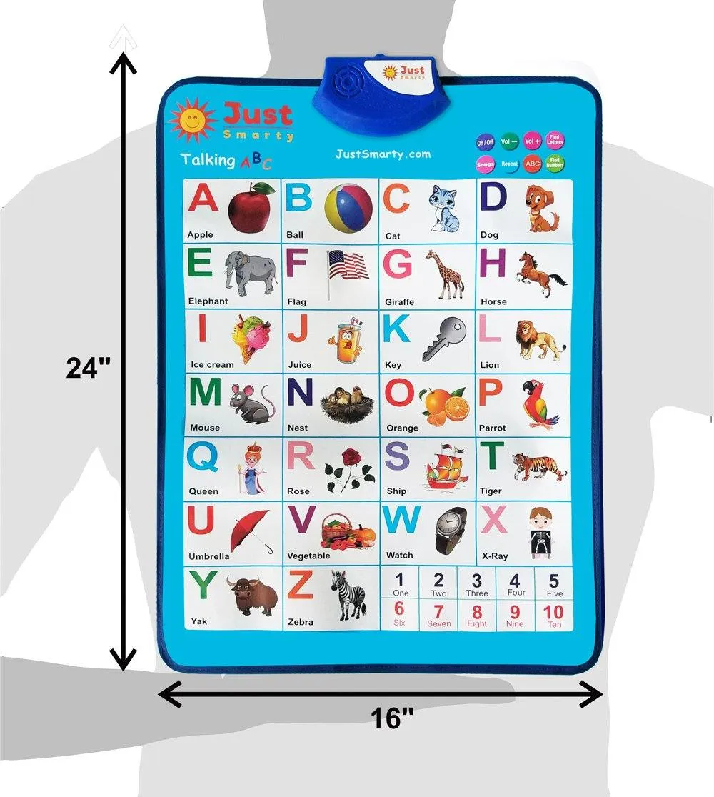 Just Smarty Interactive ABCs and 123s Learning Poster, Blue