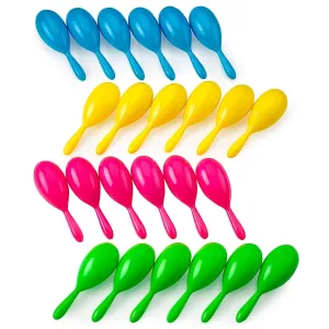 Kicko Bright Neon Maracas - 24 Pack - 4 Inch Colorful Funky Assorted Pairs Noise Maker