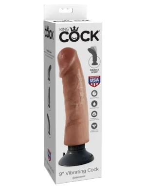 King Cock 9in Vibrating Tan