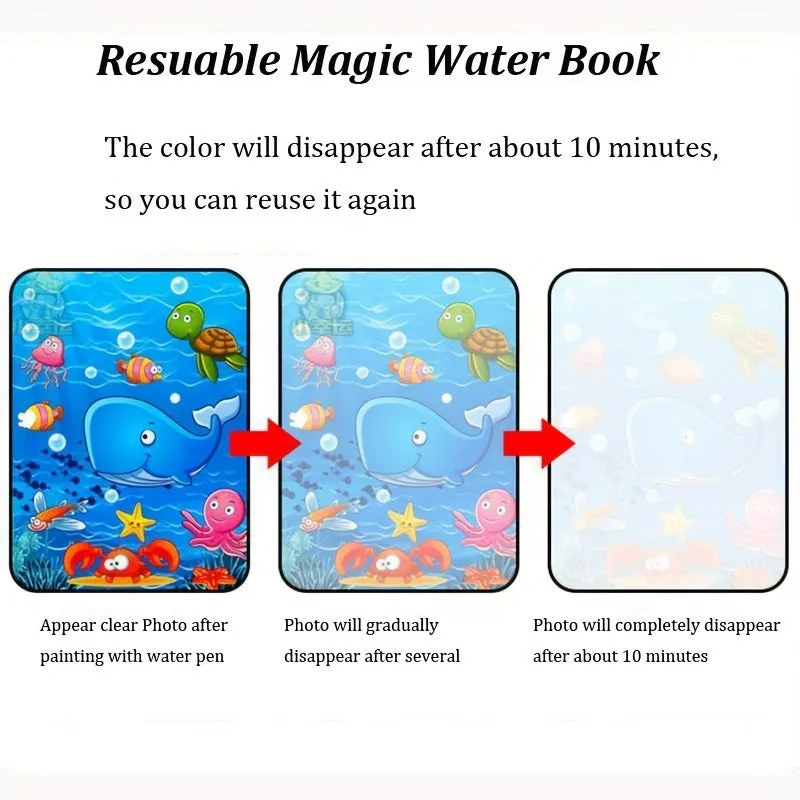 Magic Water Book With Pen Educational  Reusable Kids Toy