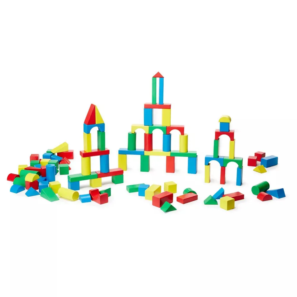 Melissa & Doug Wooden Classic Toy - 100 Wooden Building Blocks