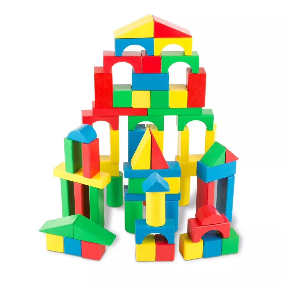 Melissa & Doug Wooden Classic Toy - 100 Wooden Building Blocks