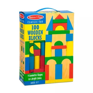 Melissa & Doug Wooden Classic Toy - 100 Wooden Building Blocks