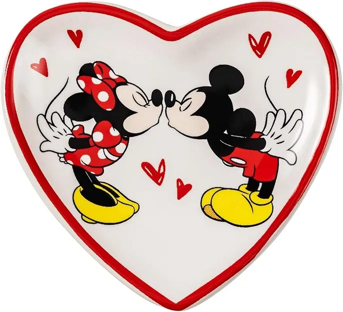 Mickey & Minnie Girls Earrings and Heart Trinket Tray Jewelry Dish Gift Set
