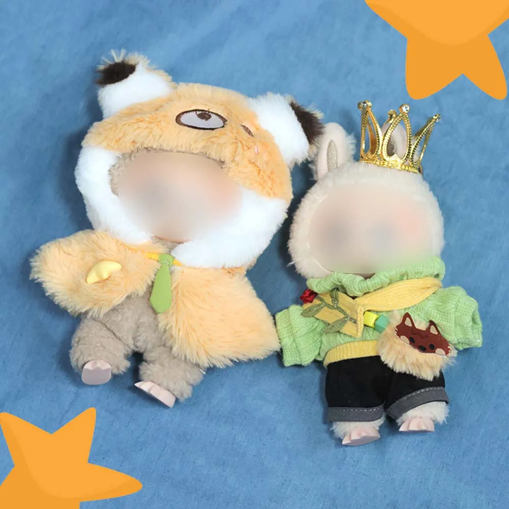 niannyyhouse 10cm 15cm 20cm Plush Doll Clothes Crown Green Sweater Shorts Scarf Backpack Stuffed Doll Dressup