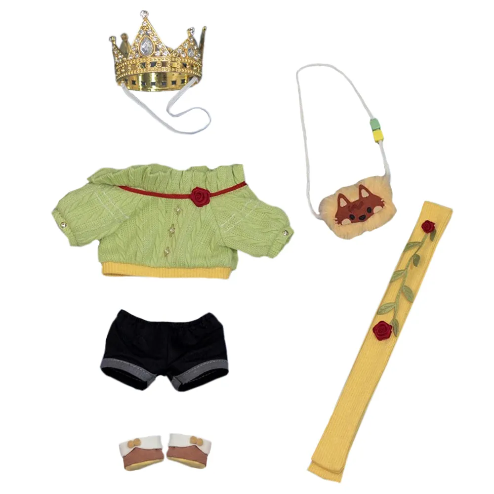 niannyyhouse 10cm 15cm 20cm Plush Doll Clothes Crown Green Sweater Shorts Scarf Backpack Stuffed Doll Dressup