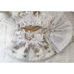 niannyyhouse 20cm Plush Doll Clothes Golden Lace Princess Dress Headdress Mesh Veil 8in Doll Clothing
