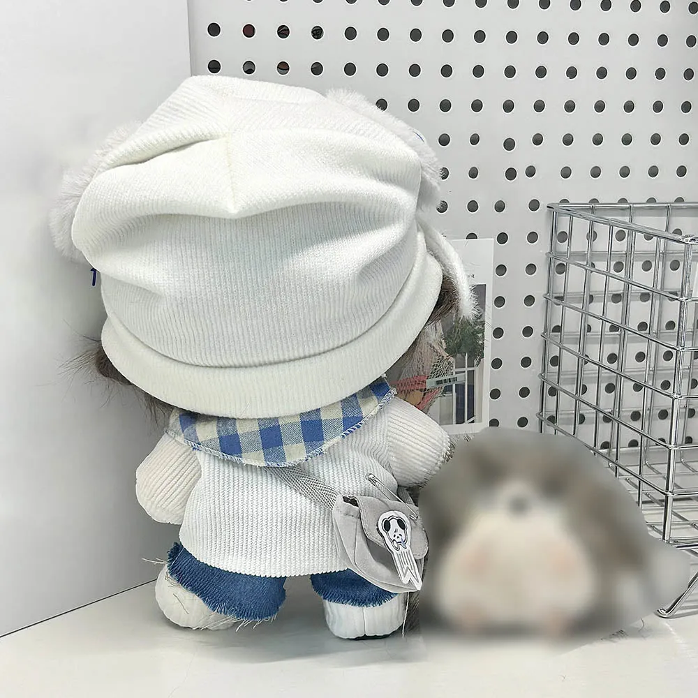 niannyyhouse 20cm Plush Doll Clothes Hat Scarf Coat Jeans Shoes Backpack Accessories Milk Dog Suit 8in Doll Dressup