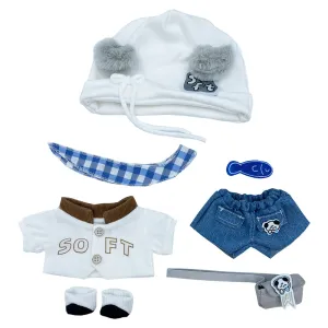 niannyyhouse 20cm Plush Doll Clothes Hat Scarf Coat Jeans Shoes Backpack Accessories Milk Dog Suit 8in Doll Dressup
