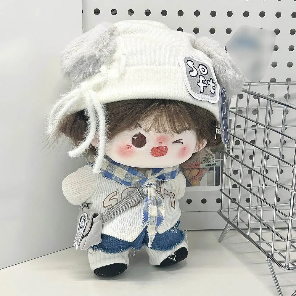 niannyyhouse 20cm Plush Doll Clothes Hat Scarf Coat Jeans Shoes Backpack Accessories Milk Dog Suit 8in Doll Dressup