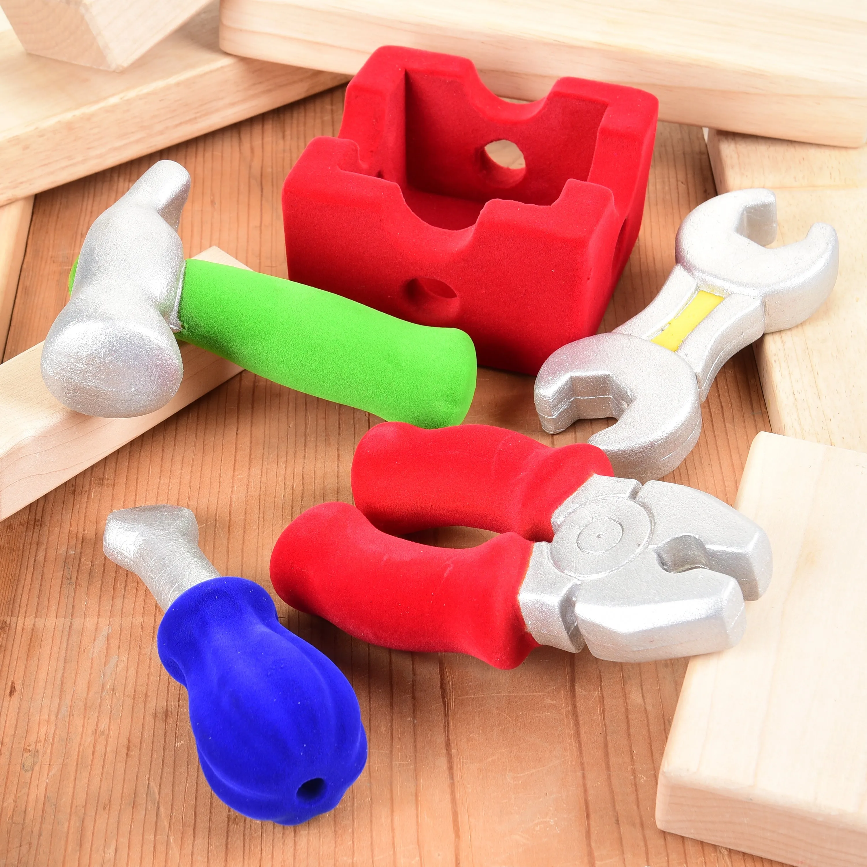 Rubbabu® Soft Sensory Tool Set with Caddy | 4-Piece Eco-Friendly Building Toy