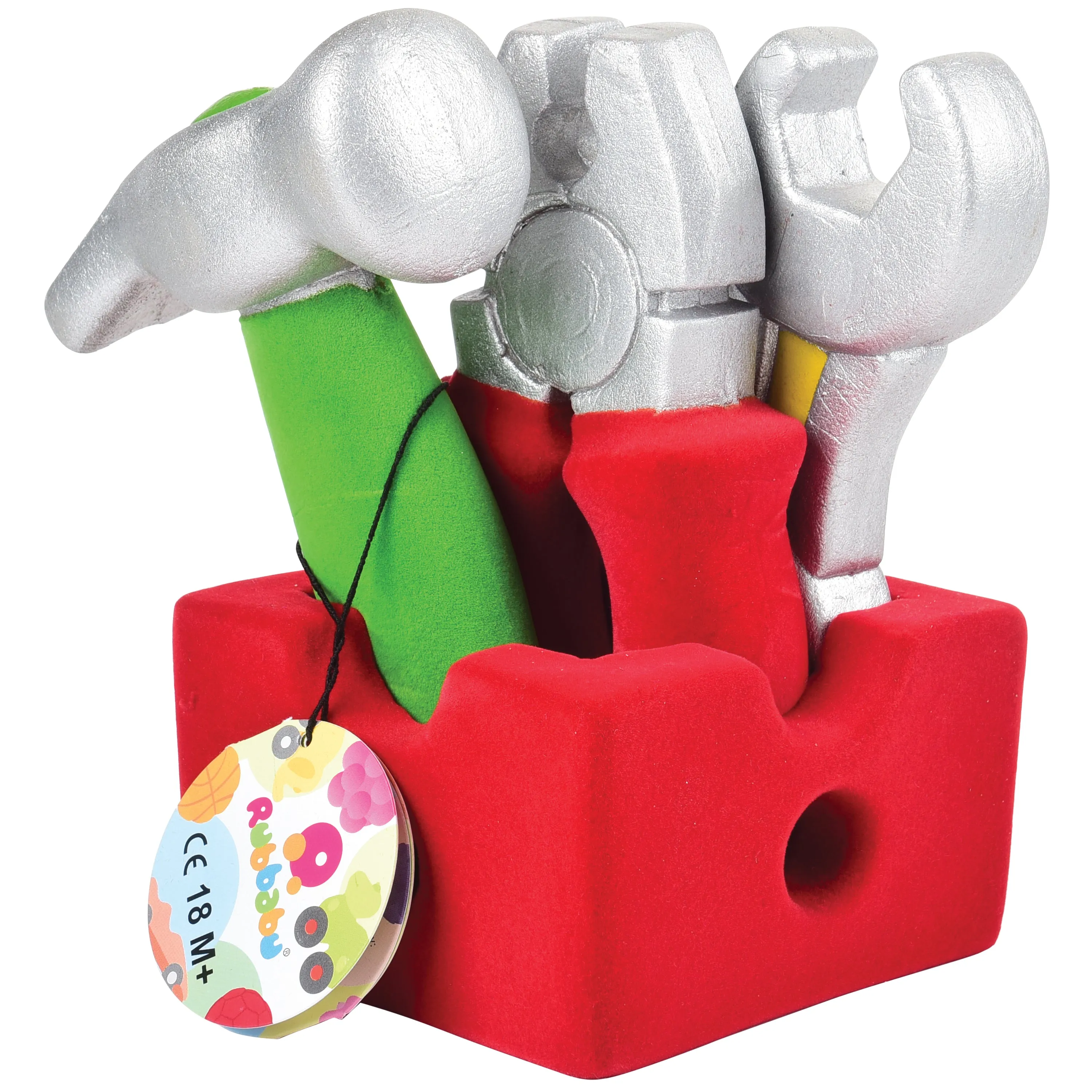 Rubbabu® Soft Sensory Tool Set with Caddy | 4-Piece Eco-Friendly Building Toy