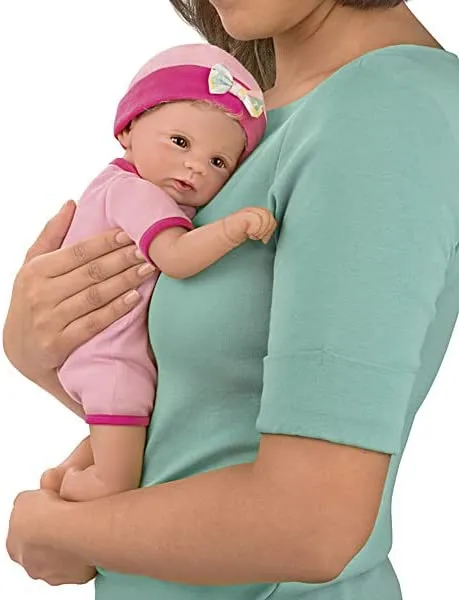 The Ashton - Drake Galleries Cuddle Cutie Lifelike So Truly Real® Baby Girl Doll and Pillow Set Weighted Fully Poseable with Soft RealTouch® Vinyl Skin by Master Doll Artist Violet Parker 17"-Inches