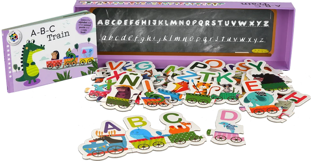 THE LEARNING CIRCLE A-B-C TRAIN BOOK AND 26 PIECE PUZZLE