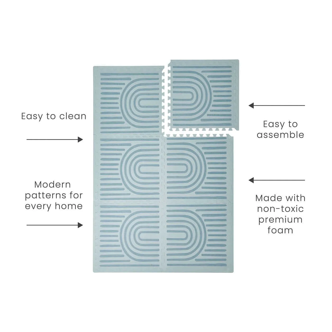 Toddlekind Premium Foam Playmats | Linear - Mineral