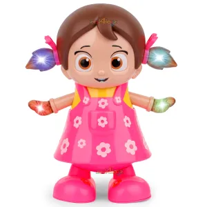 Zest 4 Toyz Musical Dancing And Singing Doll With Bump & Go Action Flashing Light & Music For Kid Early Learning Educational Musical Plastic Toy For Kids - Multicolor