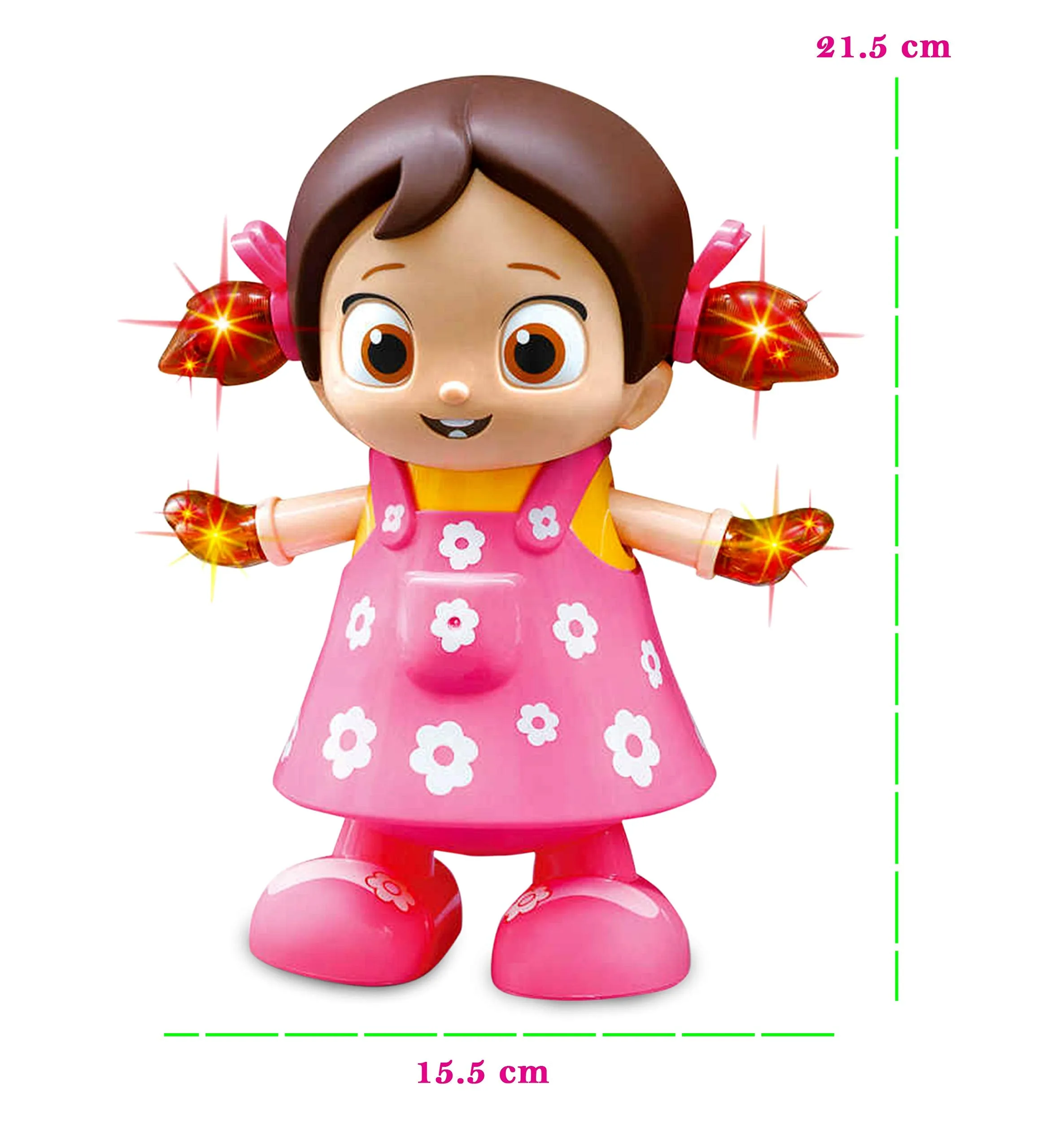 Zest 4 Toyz Musical Dancing And Singing Doll With Bump & Go Action Flashing Light & Music For Kid Early Learning Educational Musical Plastic Toy For Kids - Multicolor